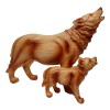 Wood Effect Wolf & Cub Figurine
