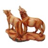 Wood Effect Wolf Pair Figurine