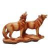 Wood Effect Wolf Pair Figurine