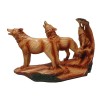 Wood Effect Wolf Family under Tree