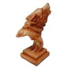 Small Wood Effect Wolf Head on Plinth