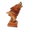 Small Wood Effect Wolf Head on Plinth