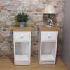 White One Drawer Bedside with Oak Top