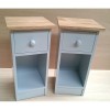 Grey / Blue One Drawer Bedside with Oak Top