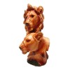 Wood Effect Lion Heads Figurine