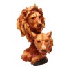 Wood Effect Lion Heads Figurine