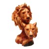 Wood Effect Lion Heads Figurine