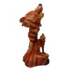 Wood Effect Wolf & Bust Figurine