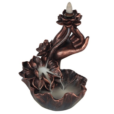 Bronze Effect Hand with Flower Backflow Burner