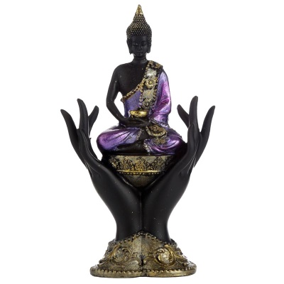 Purple & Black Thai Buddha in Hands