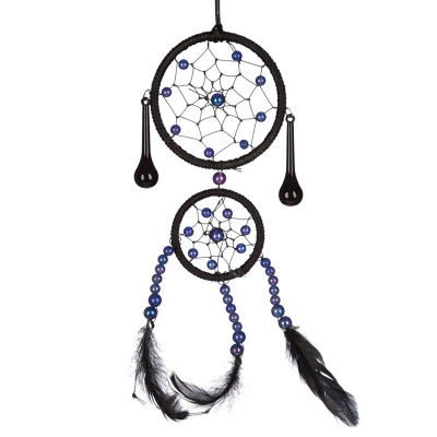 Black Double Hoop Woven 8cm Dreamcatcher