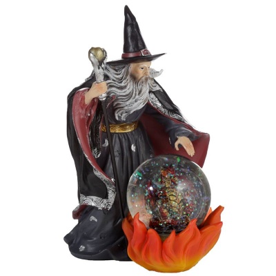 Fire Dragon & Wizard Glitter Globe