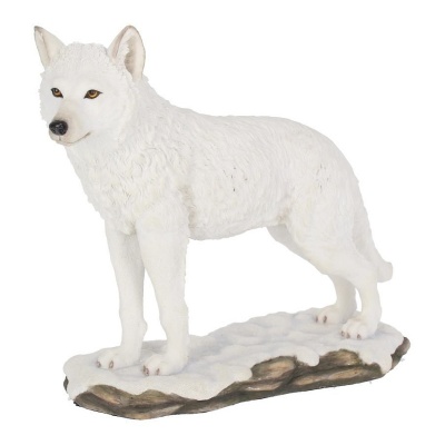 Winter Spirit Standing White Wolf Figurine