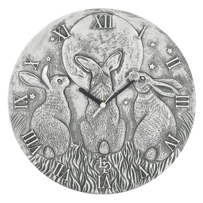 Moon Shadows Silver Effect Terracotta Clock by Lisa Parker