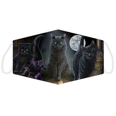 Black Cats Face Covering by Lisa Parker