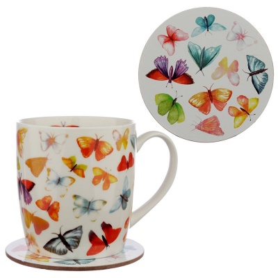 Butterfly House Mug Coaster Set