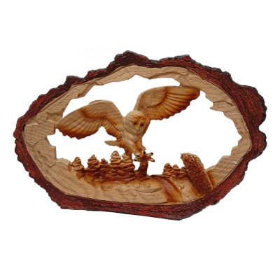 Wood Effect Flying Owl in Log