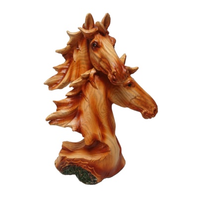 Wood Effect Double Horse Head