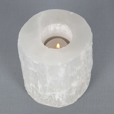 Selenite Cylinder Tealight Holder