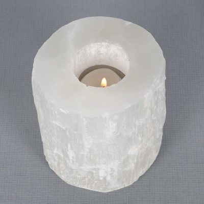 Selenite Cylinder Tealight Holder