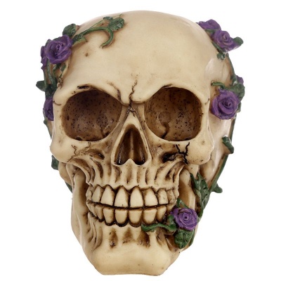 Skull with Purple Roses