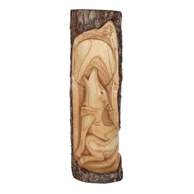 Howling Wolf Wood Carving