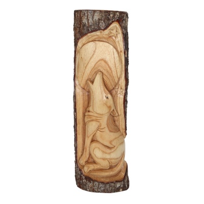 Howling Wolf Wood Carving