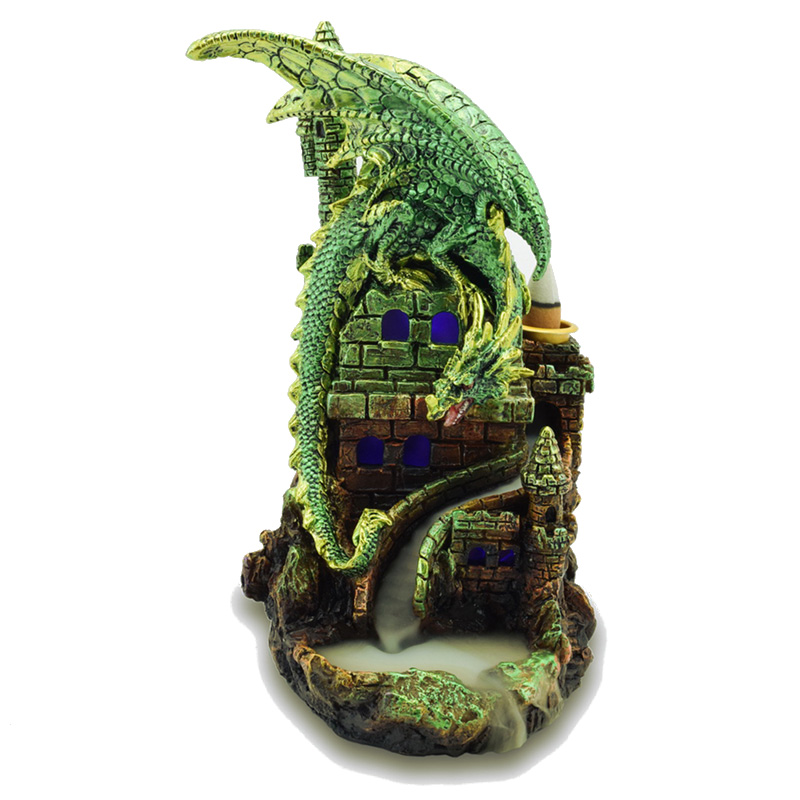 Green Dragon on Castle Backflow Burner - Cassie's Gifts and Designs