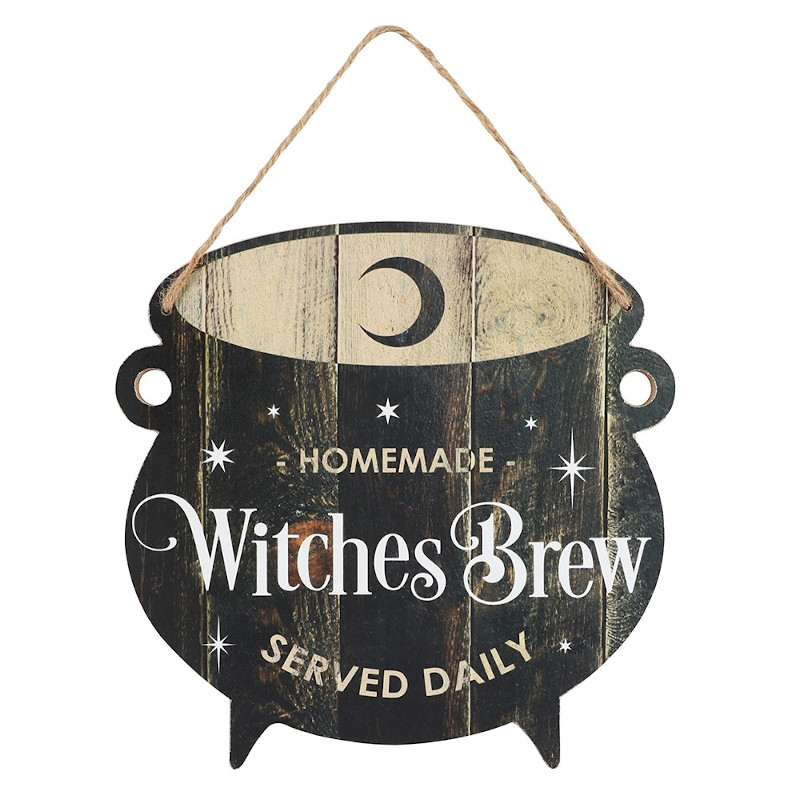 Witches Brew Cauldron Shaped Sign