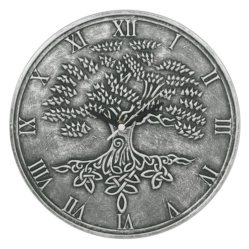 Tree of Life Silver Effect Terracotta Clock by Lisa Parker