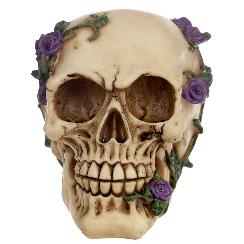 Skull with Purple Roses