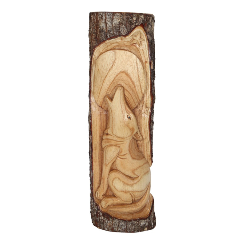 Howling Wolf Wood Carving
